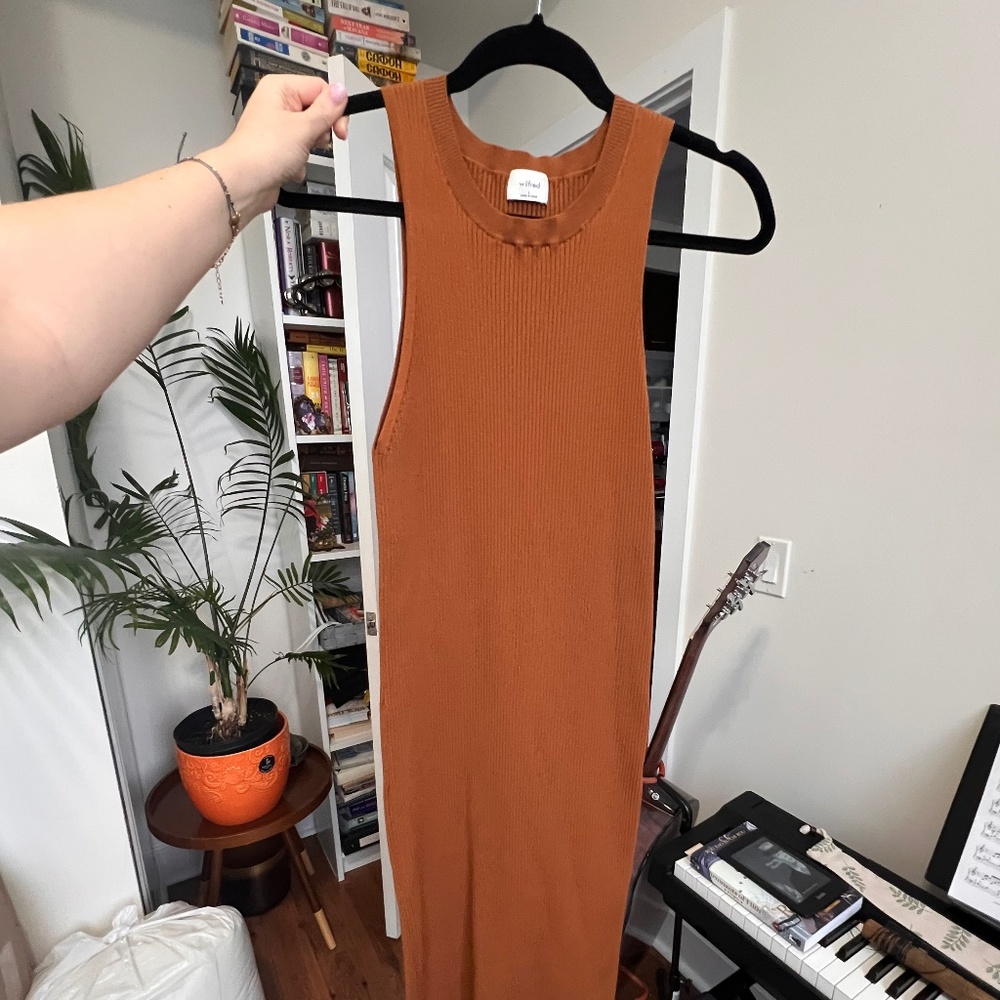 Aritzia Wilfred Moonstruck Dress in Rich Chestnut